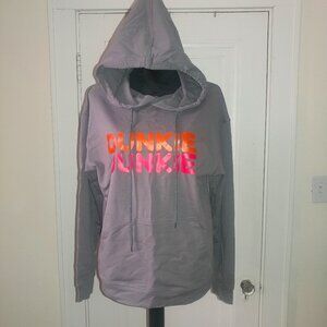 Dunkin Donuts: DUNKIE JUNKIE Gray Long Sleeve Hoodie - Women's/Unixex Size MED